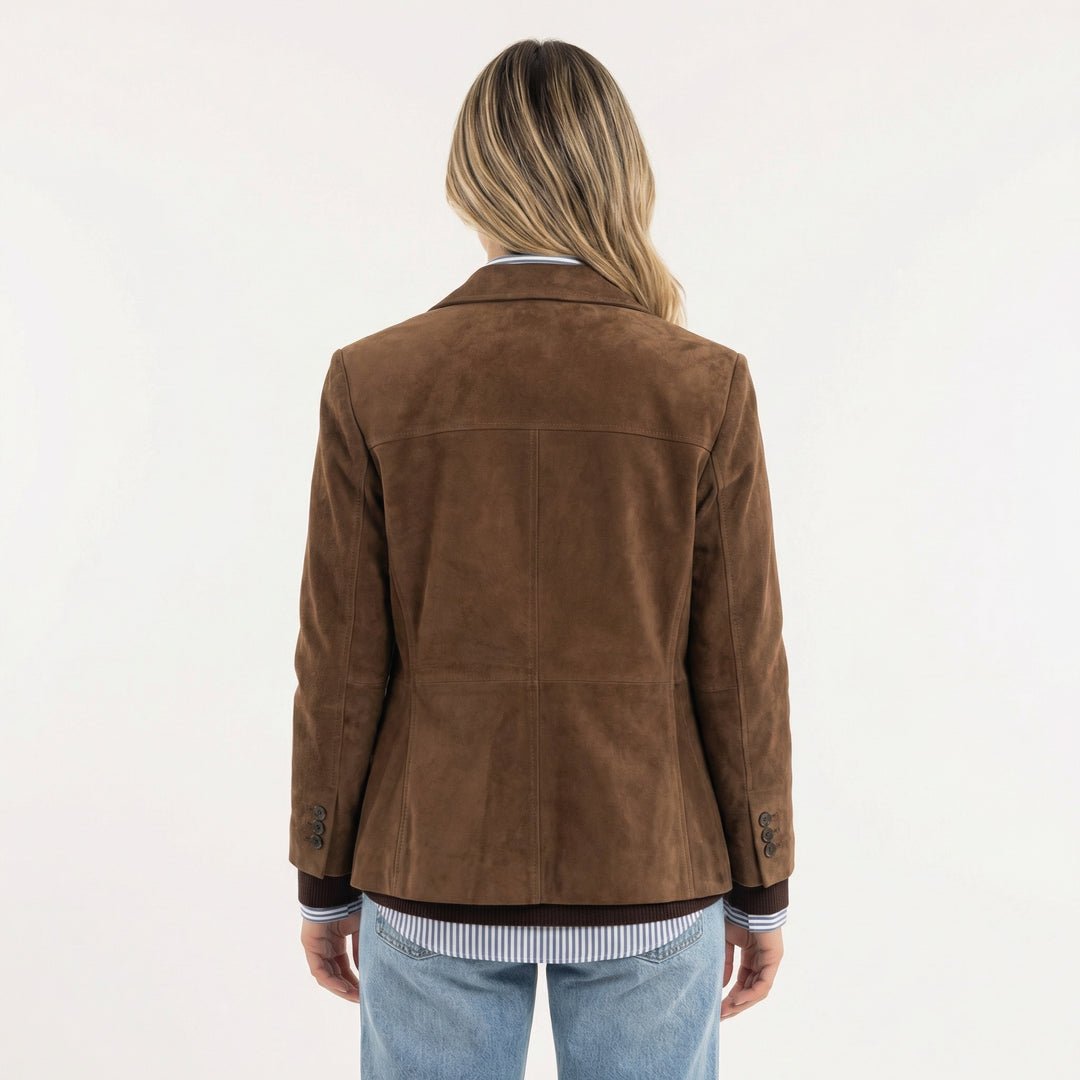 Renske | Suède Blazer Jas Dames Lange Jassen Revers