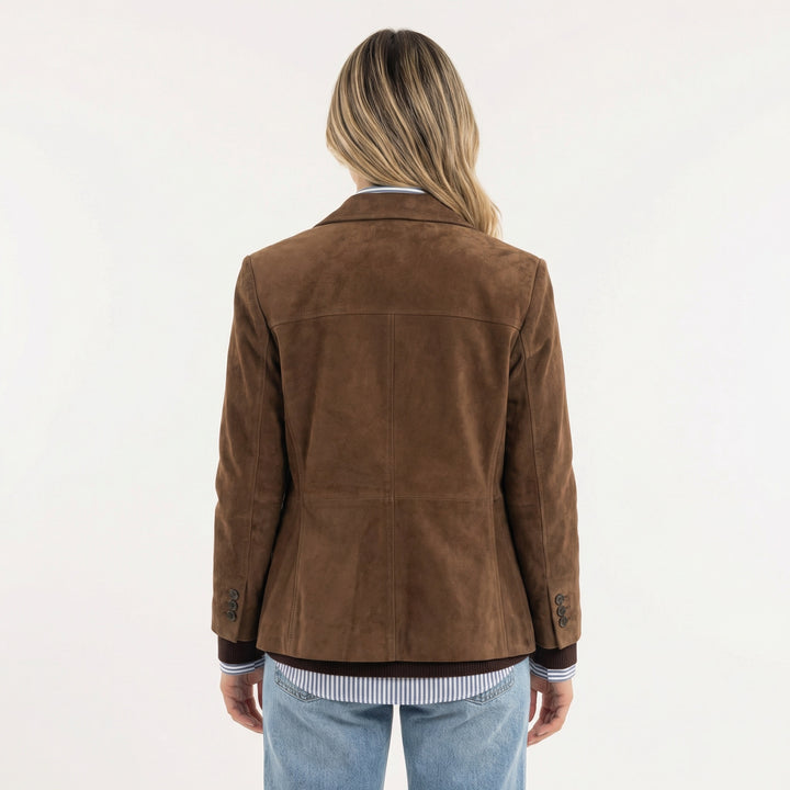 Renske | Suède Blazer Jas Dames Lange Jassen Revers