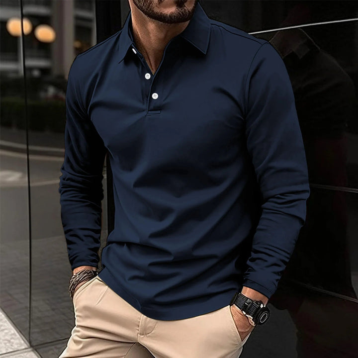 Rick | Polo Lange Mouwen Heren Slim Fit Kraag