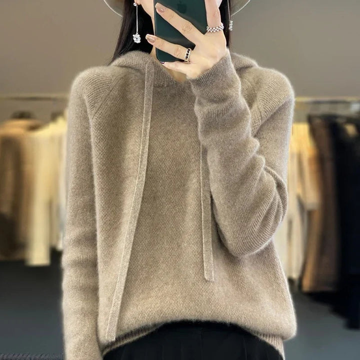 Roos | Hoodie Dames Merinowol met Capuchon Lange Mouw