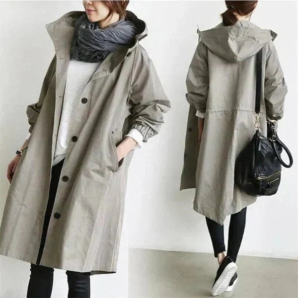 Roos | Lange Regenjas Dames met Capuchon Oversized