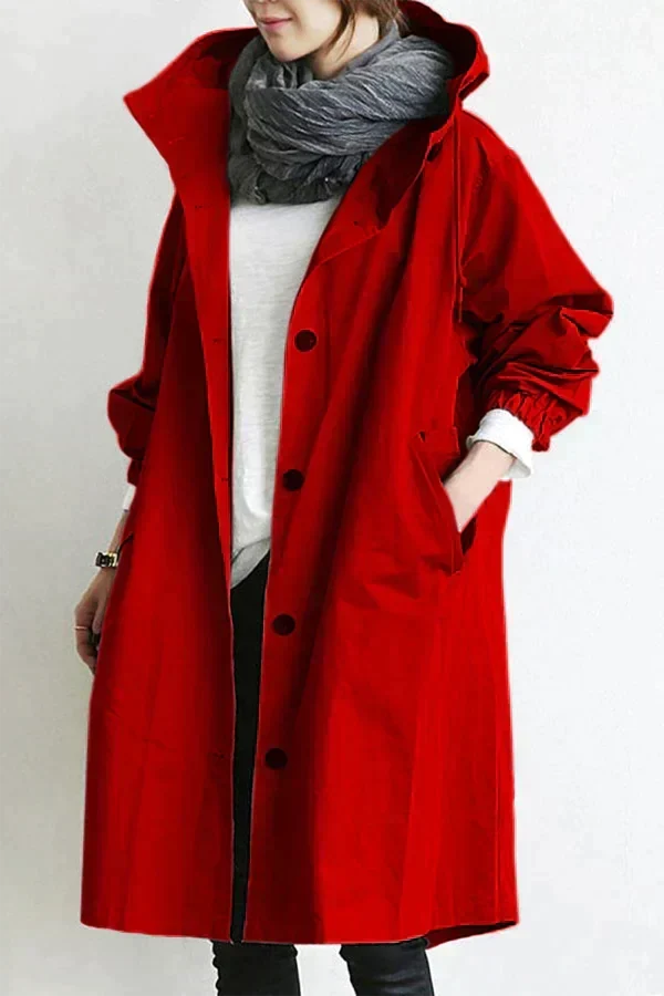 Roos | Lange Regenjas Dames met Capuchon Oversized