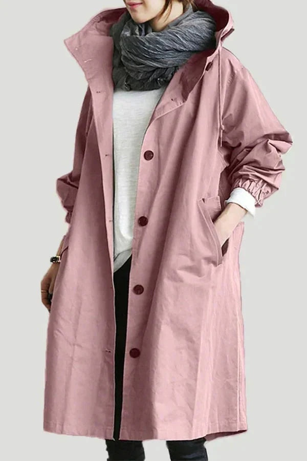 Roos | Lange Regenjas Dames met Capuchon Oversized