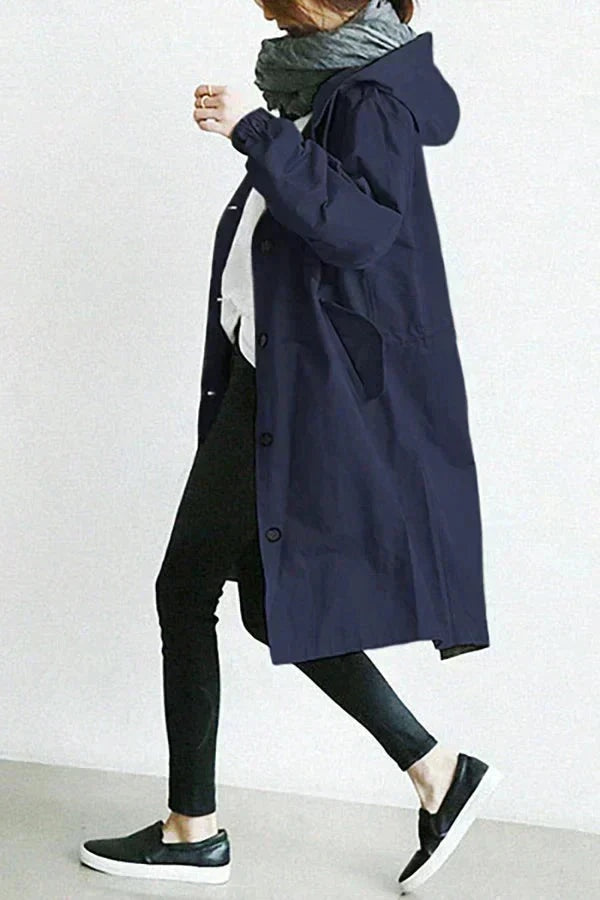 Roos | Lange Regenjas Dames met Capuchon Oversized