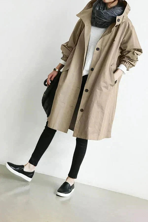 Roos | Lange Regenjas Dames met Capuchon Oversized
