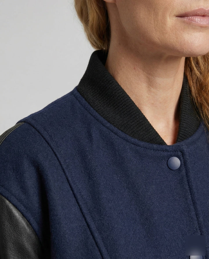 Rosalind | Women's Oversized Varsity Jacket with Faux Leather Sleeves
