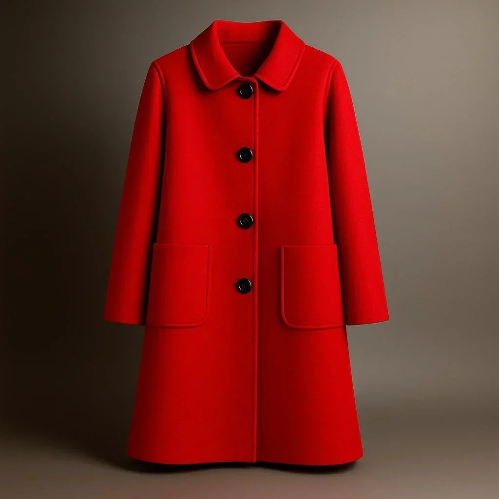 Rosalind | Women's Single Breasted Wool-Look Coat with Patch Pockets