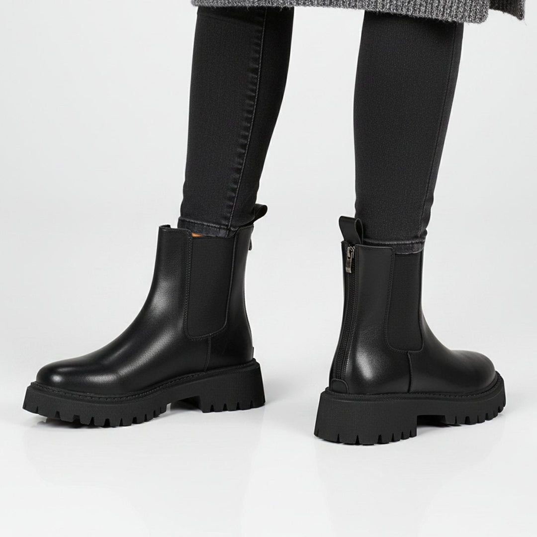 Rosamund | Women's Chelsea Ankle Boots Leather-Look Lug Sole