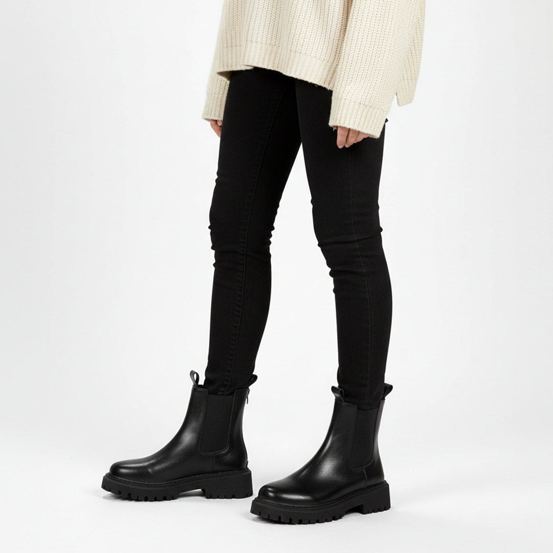Rosamund | Women's Chelsea Ankle Boots Leather-Look Lug Sole