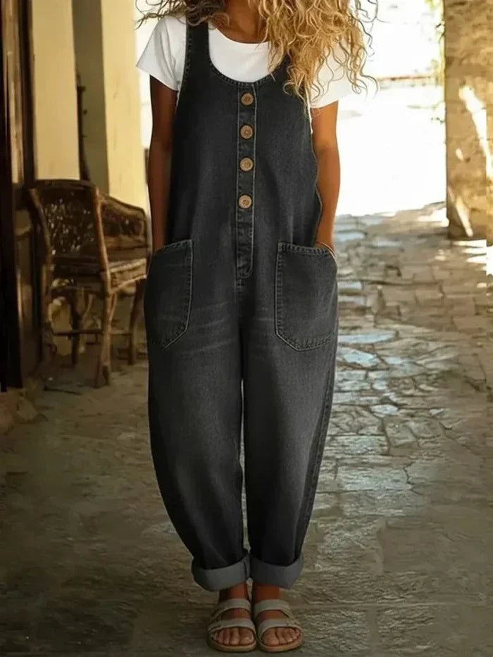 Rosamund | Women's Denim Jean Jumpsuit Sleeveless with Pockets