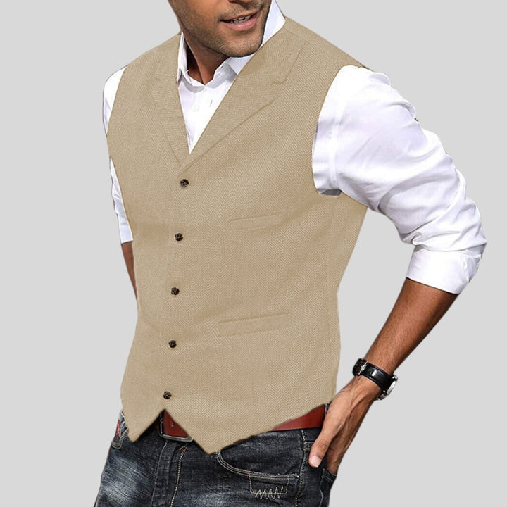 Ruben | Gilet Heren Tweed Visgraat Knoopsluiting