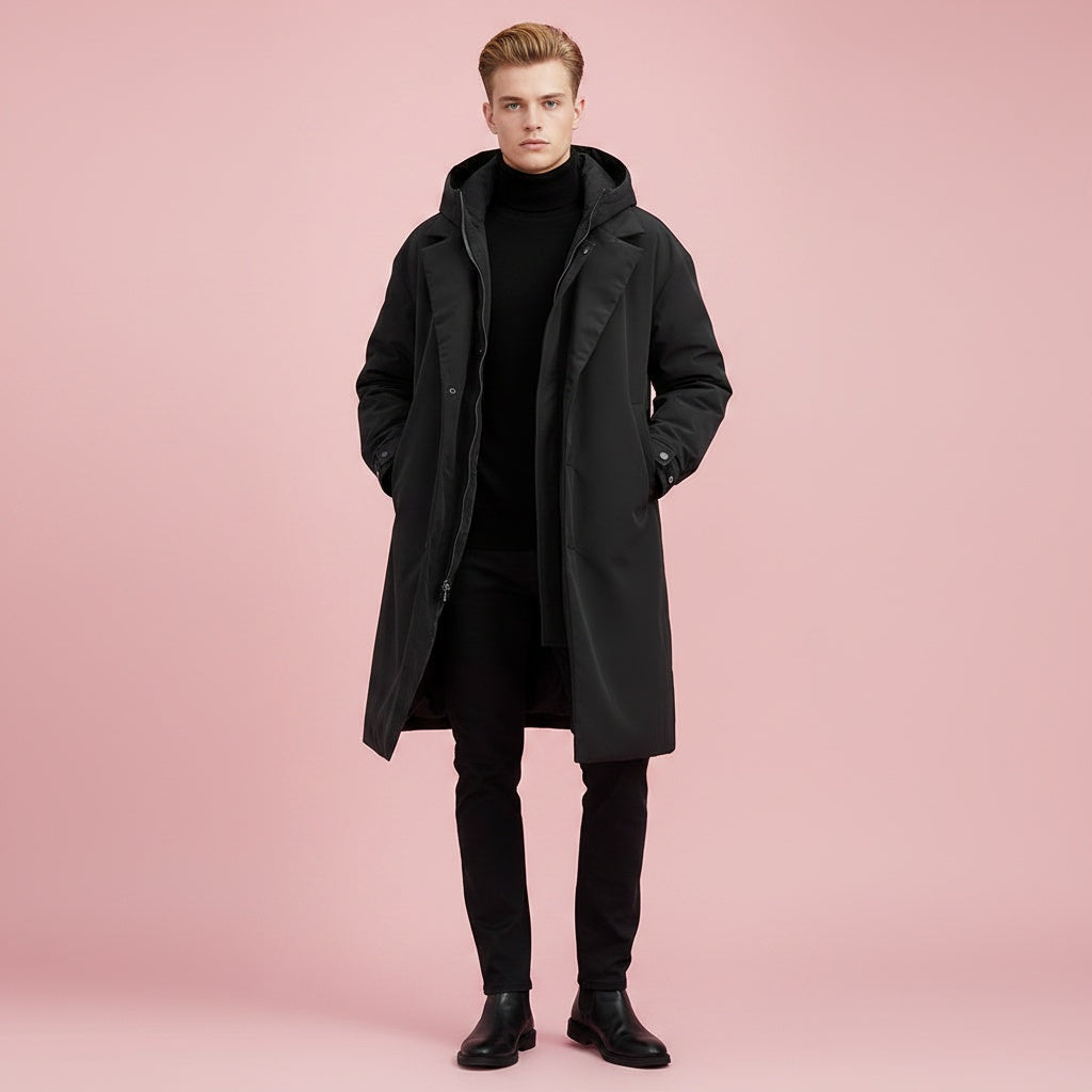 Rupert | Men's Waterproof Long Trench Coat with Hood