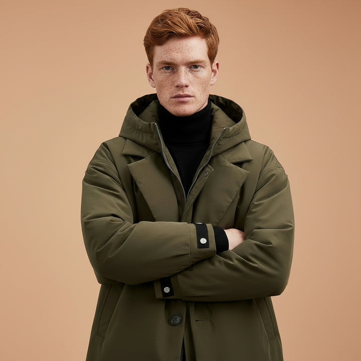 Rupert | Men's Waterproof Long Trench Coat with Hood