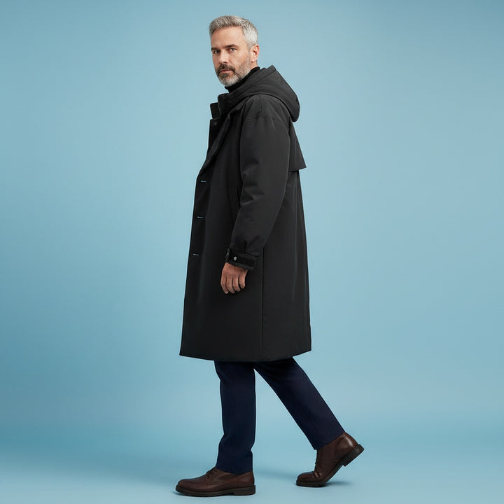 Rupert | Men's Waterproof Long Trench Coat with Hood