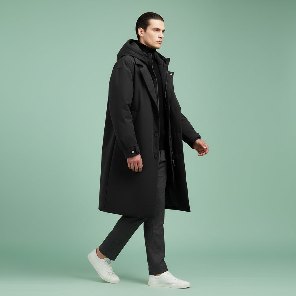 Rupert | Men's Waterproof Long Trench Coat with Hood