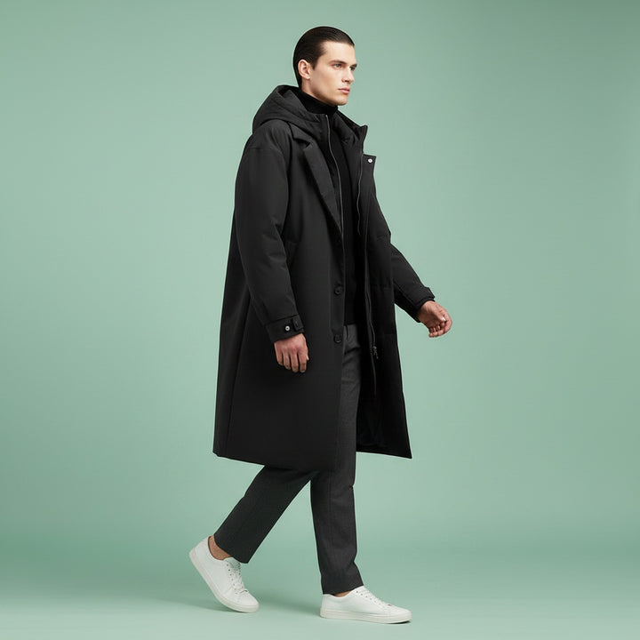 Rupert | Men's Waterproof Long Trench Coat with Hood