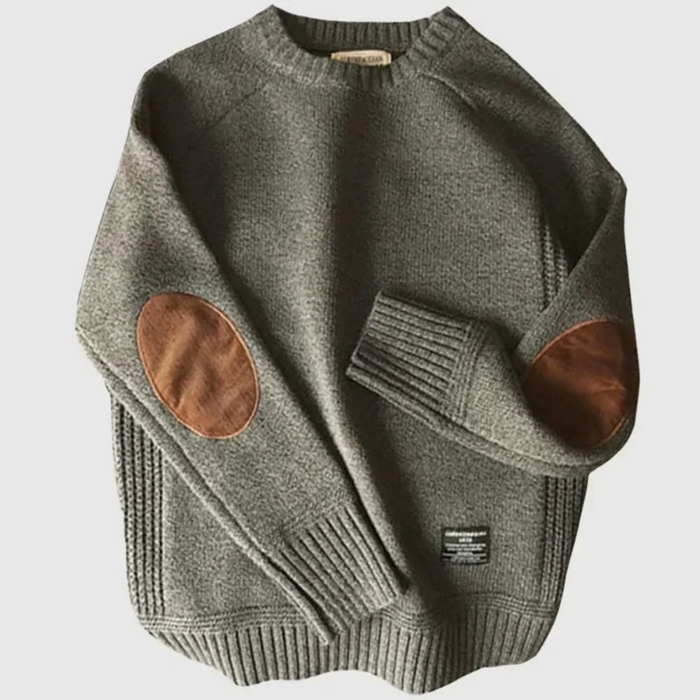 Rupert | Men's Wool Sweater with Suede-Look Elbow Patches
