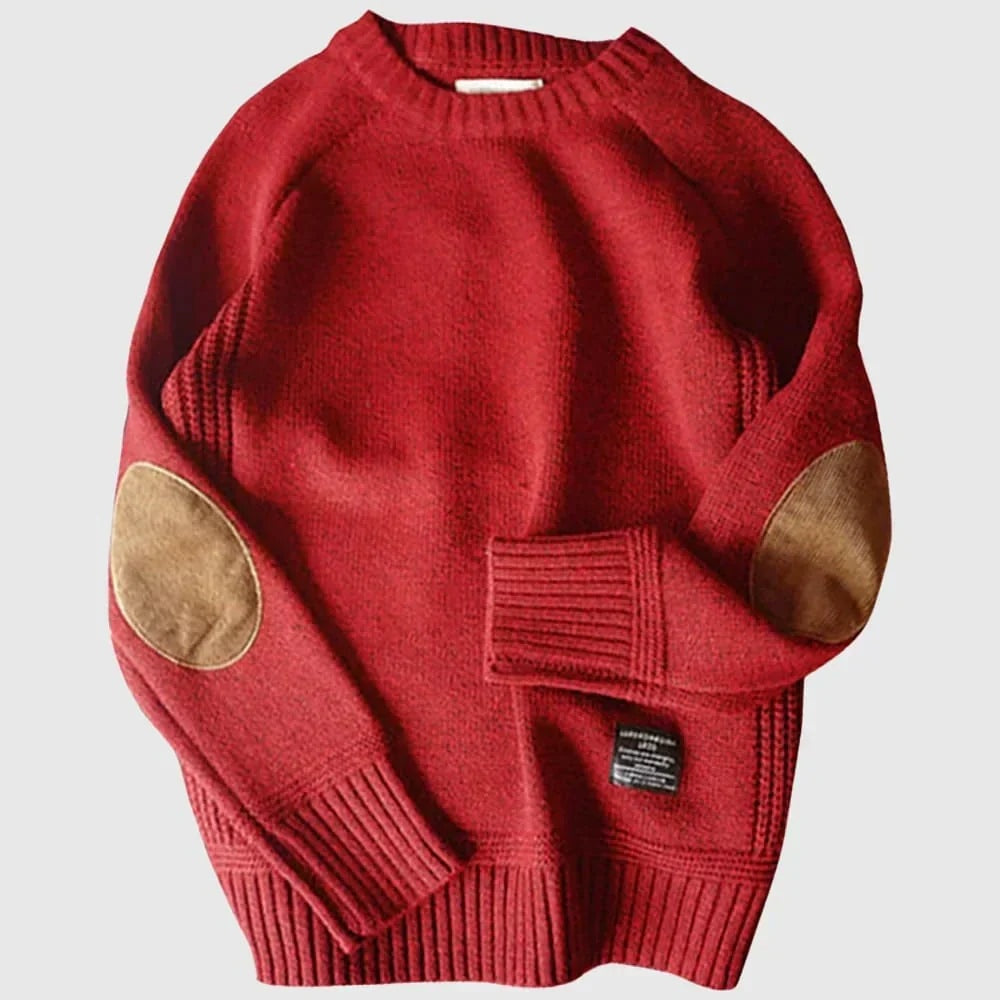 Rupert | Men's Wool Sweater with Suede-Look Elbow Patches
