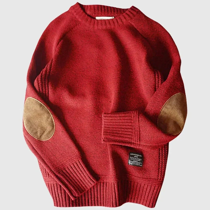 Rupert | Men's Wool Sweater with Suede-Look Elbow Patches