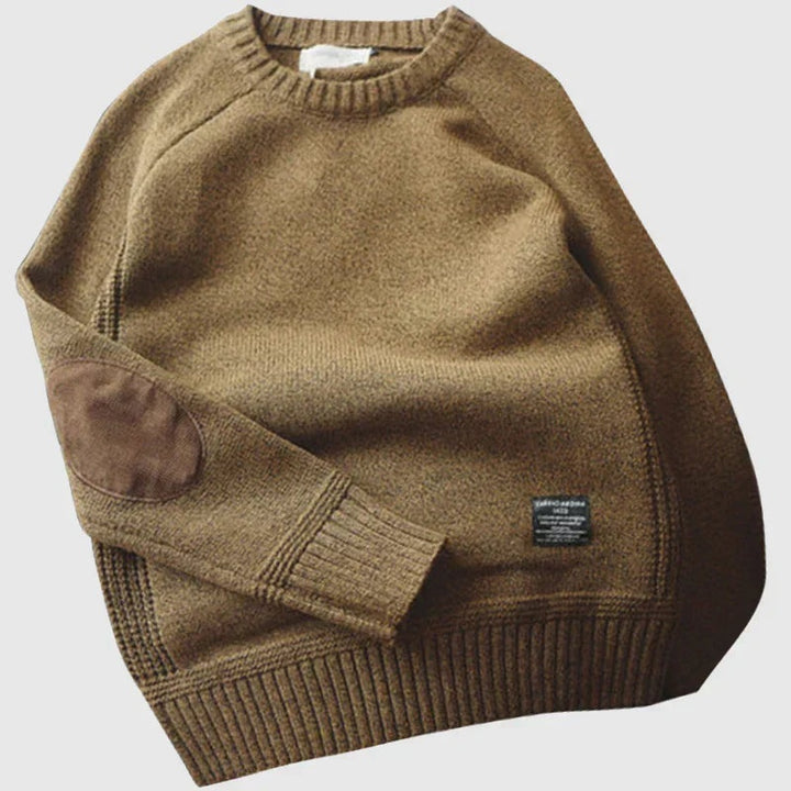 Rupert | Men's Wool Sweater with Suede-Look Elbow Patches