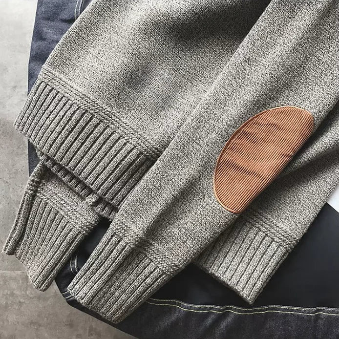 Rupert | Men's Wool Sweater with Suede-Look Elbow Patches