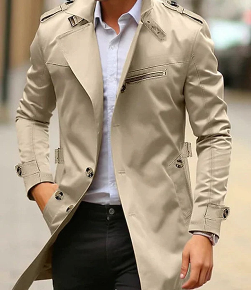 Rupert | Men's Wool Trench Coat with Shoulder Straps