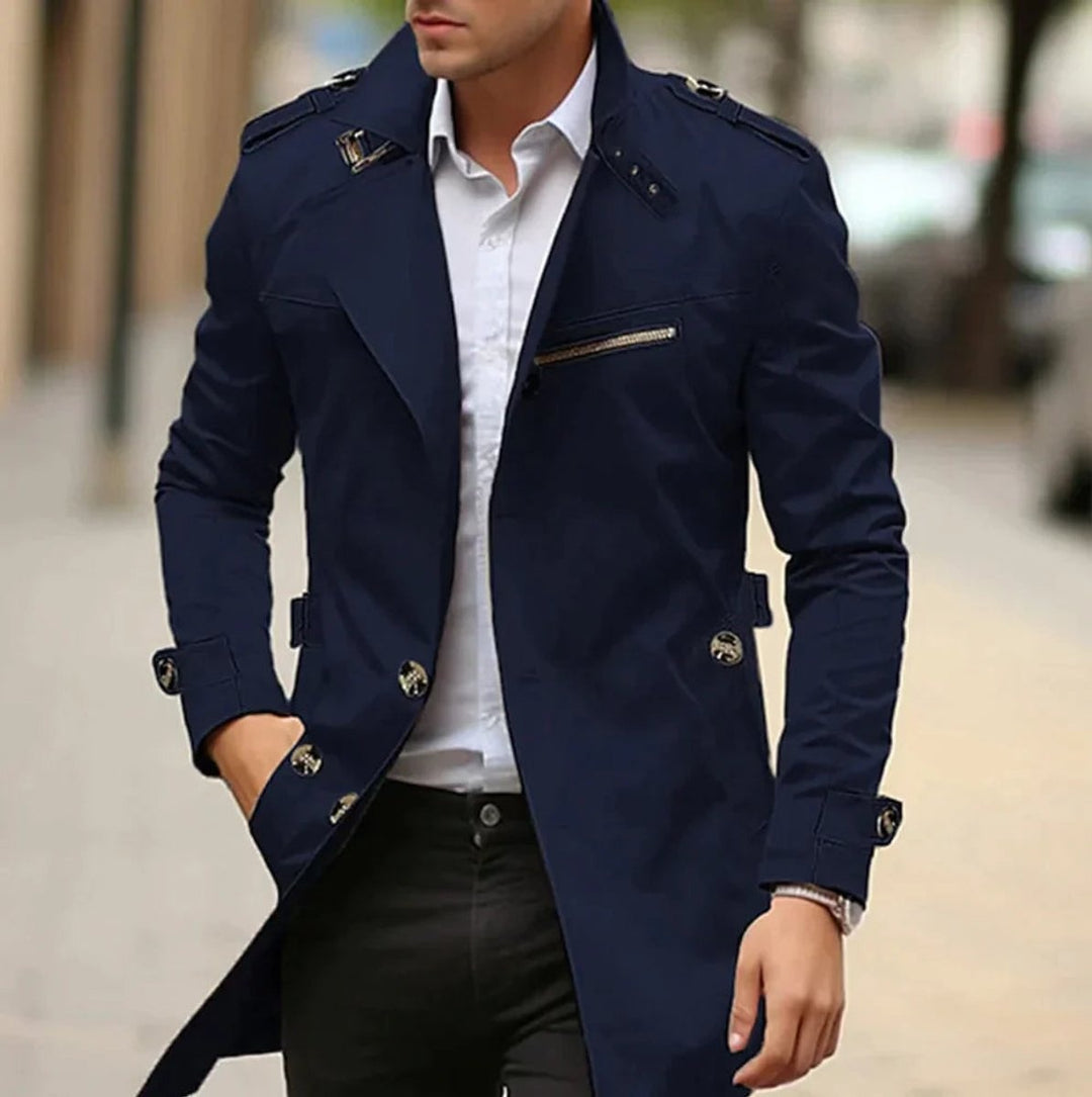 Rupert | Men's Wool Trench Coat with Shoulder Straps