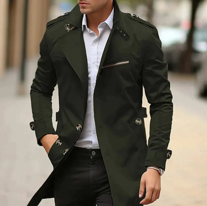 Rupert | Men's Wool Trench Coat with Shoulder Straps