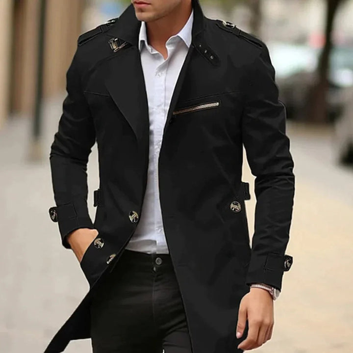 Rupert | Men's Wool Trench Coat with Shoulder Straps