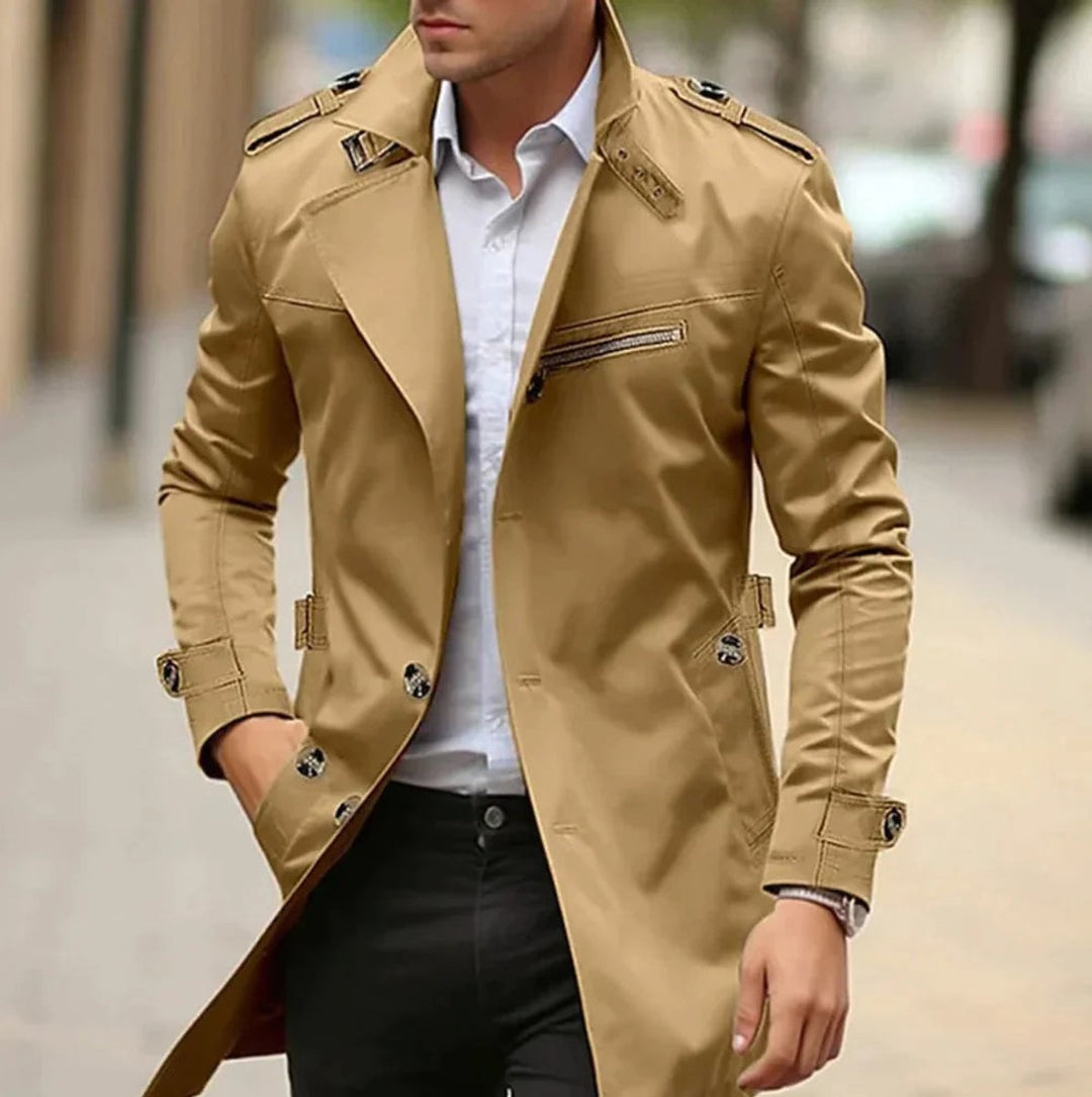 Rupert | Men's Wool Trench Coat with Shoulder Straps