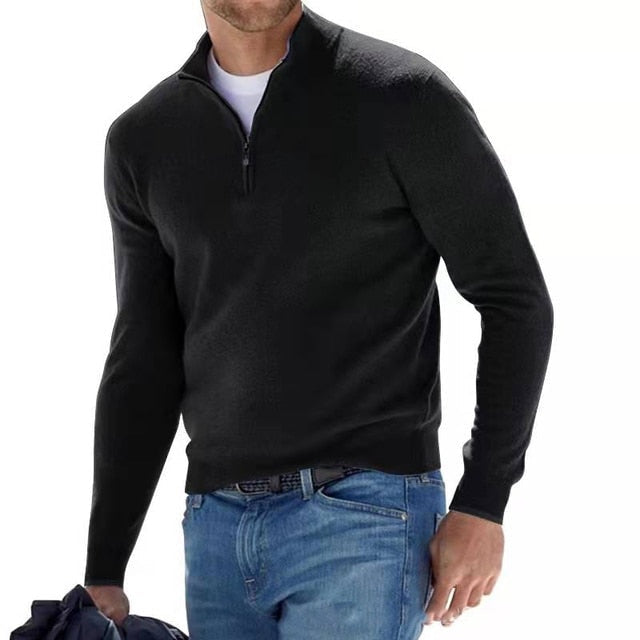 Sander | Quarter Zip Trui Heren Gebreid Merino Wol