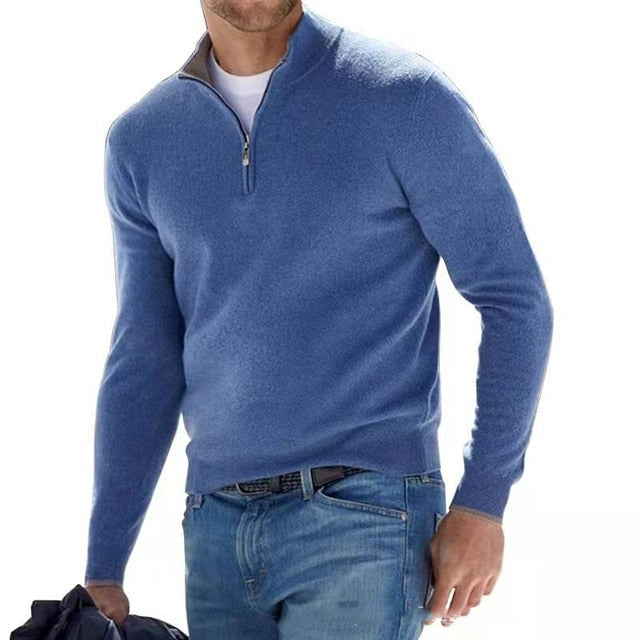 Sander | Quarter Zip Trui Heren Gebreid Merino Wol