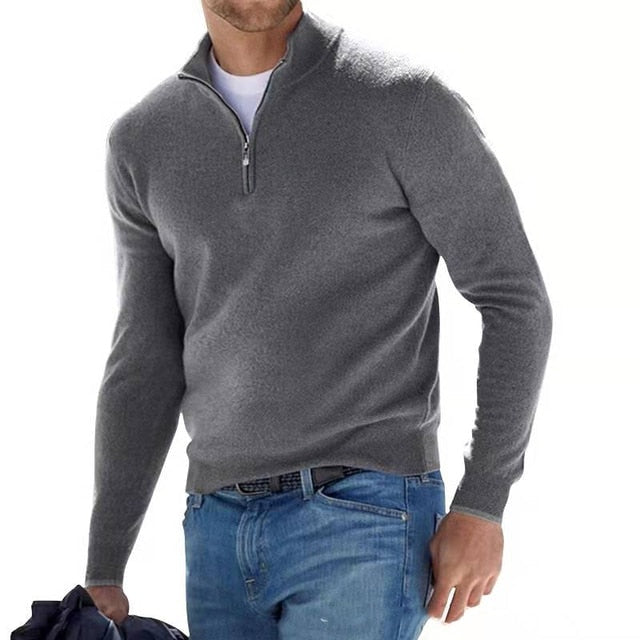 Sander | Quarter Zip Trui Heren Gebreid Merino Wol