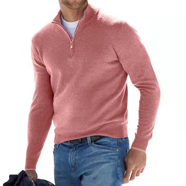 Sander | Quarter Zip Trui Heren Gebreid Merino Wol