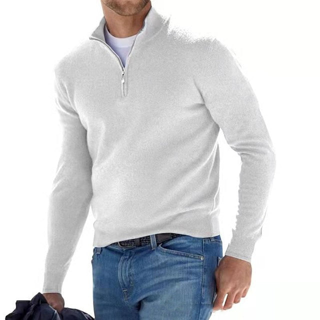 Sander | Quarter Zip Trui Heren Gebreid Merino Wol