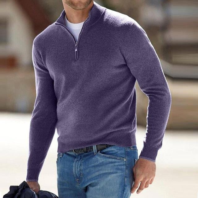 Sander | Quarter Zip Trui Heren Gebreid Merino Wol