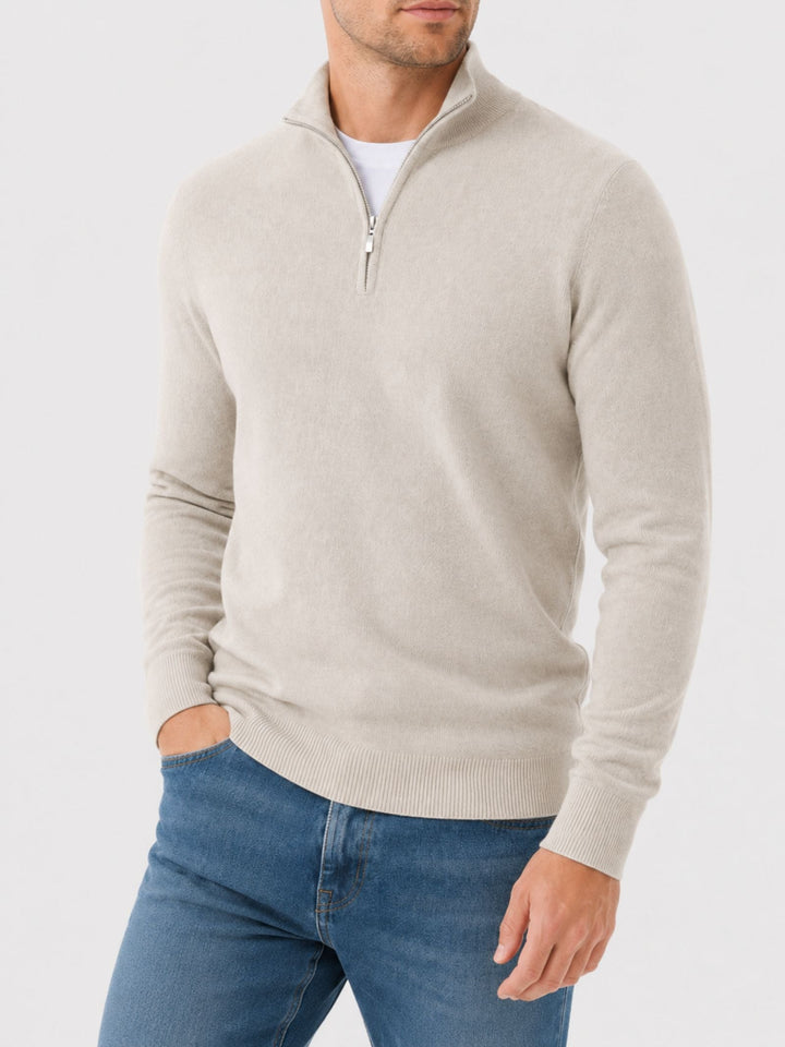 Sander | Quarter Zip Trui Heren Gebreid Merino Wol