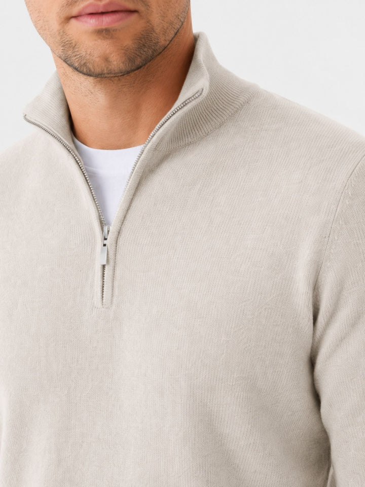 Sander | Quarter Zip Trui Heren Gebreid Merino Wol