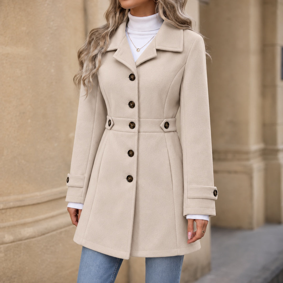 Saoirse | Women's Wool-Look Peacoat Single Breasted with Lapel Collar