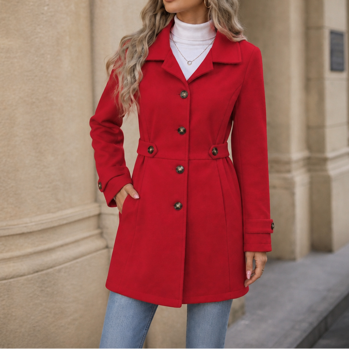 Saoirse | Women's Wool-Look Peacoat Single Breasted with Lapel Collar