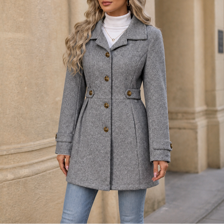 Saoirse | Women's Wool-Look Peacoat Single Breasted with Lapel Collar