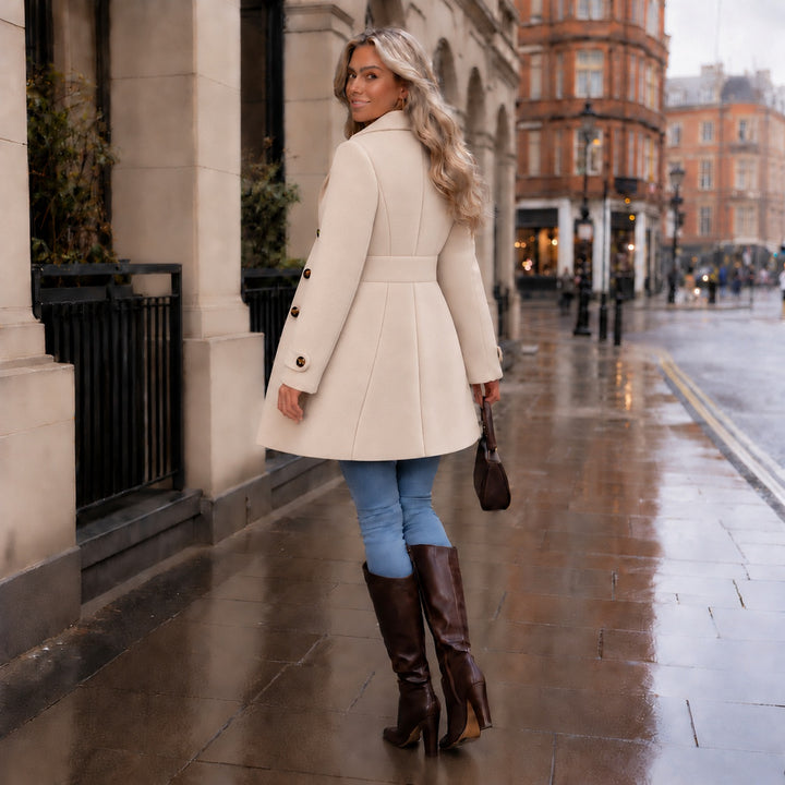 Saoirse | Women's Wool-Look Peacoat Single Breasted with Lapel Collar