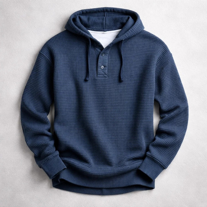 Sem | Hoodie Heren Wafelstof Met Capuchon Henley