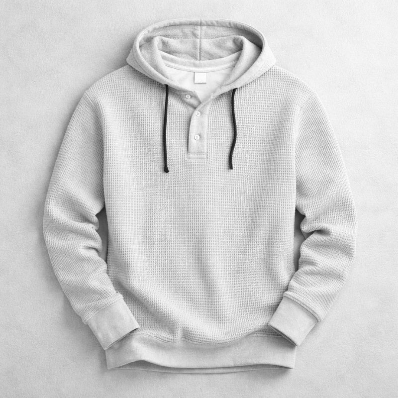 Sem | Hoodie Heren Wafelstof Met Capuchon Henley