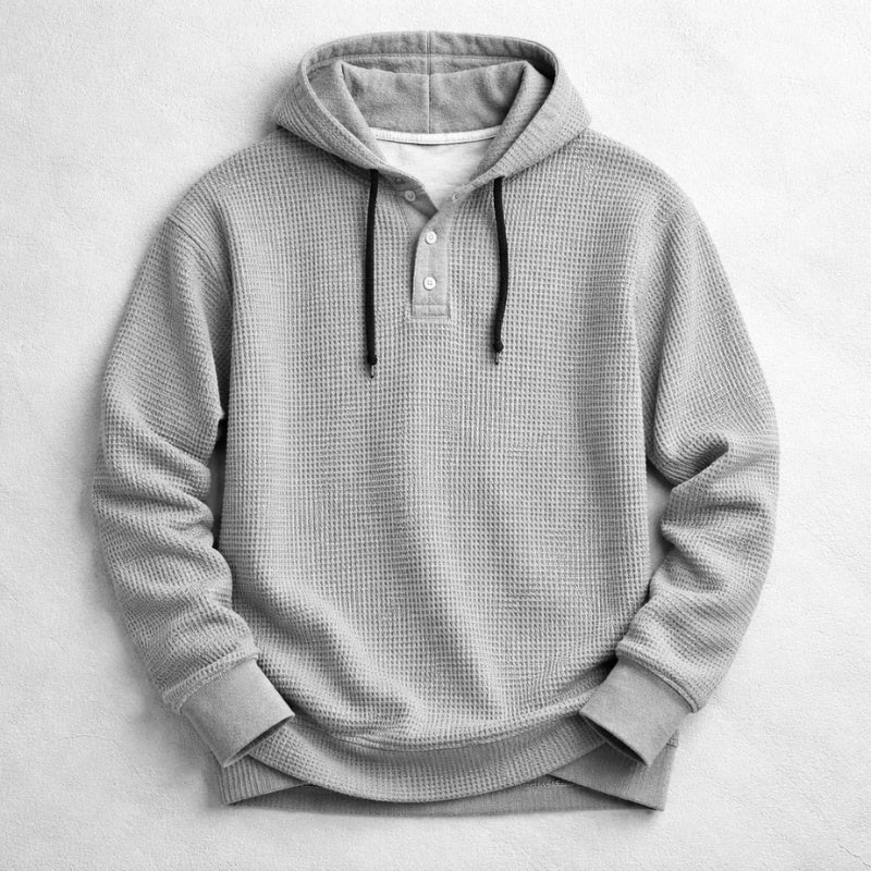 Sem | Hoodie Heren Wafelstof Met Capuchon Henley