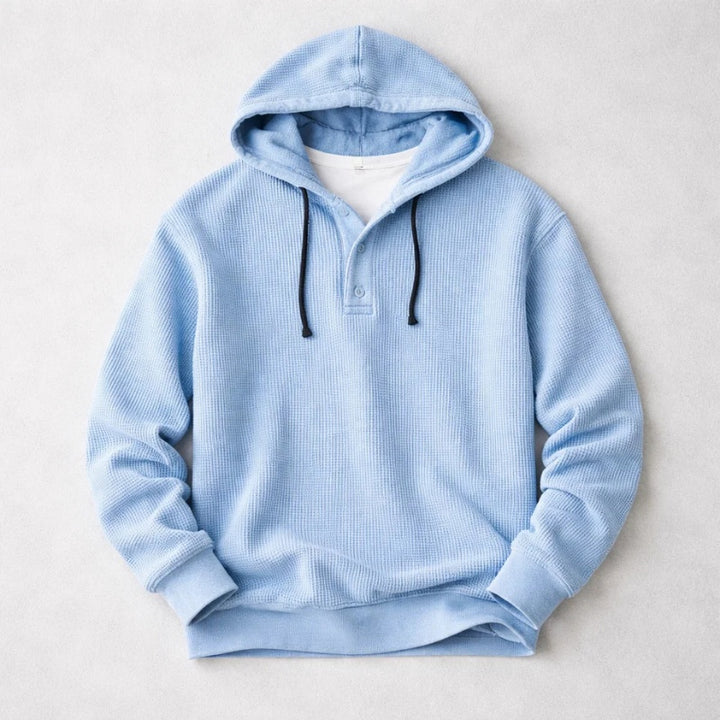 Sem | Hoodie Heren Wafelstof Met Capuchon Henley