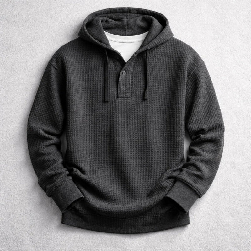 Sem | Hoodie Heren Wafelstof Met Capuchon Henley