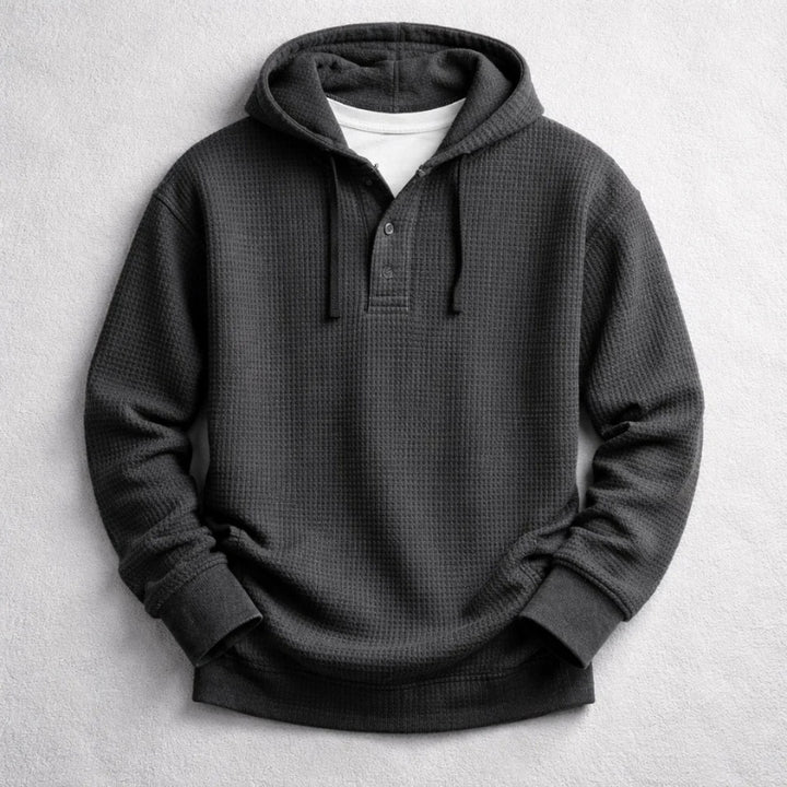 Sem | Hoodie Heren Wafelstof Met Capuchon Henley