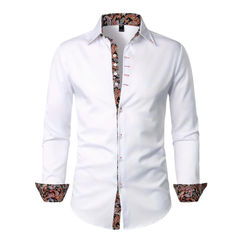 Sem | Overhemd Heren Slim Fit Paisley Accenten Lange Mouw