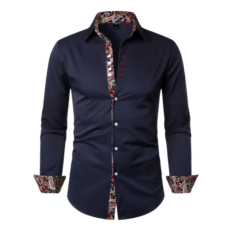 Sem | Overhemd Heren Slim Fit Paisley Accenten Lange Mouw